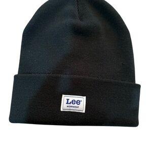 Men’s Lee workwear Black Knit Beanie in Jet Black one size.